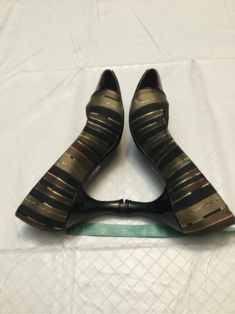 Proxy Black Brown Pointed Toe Pumps Gold Insole Size 6.5